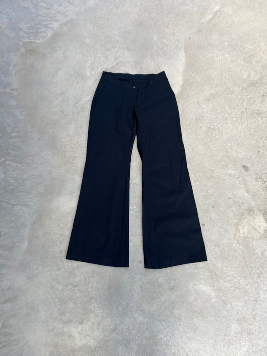 2000S - NAVY DEAD STOCK SIXTIES TZIPPY LOW RISE FLARED PANTS - 36/40