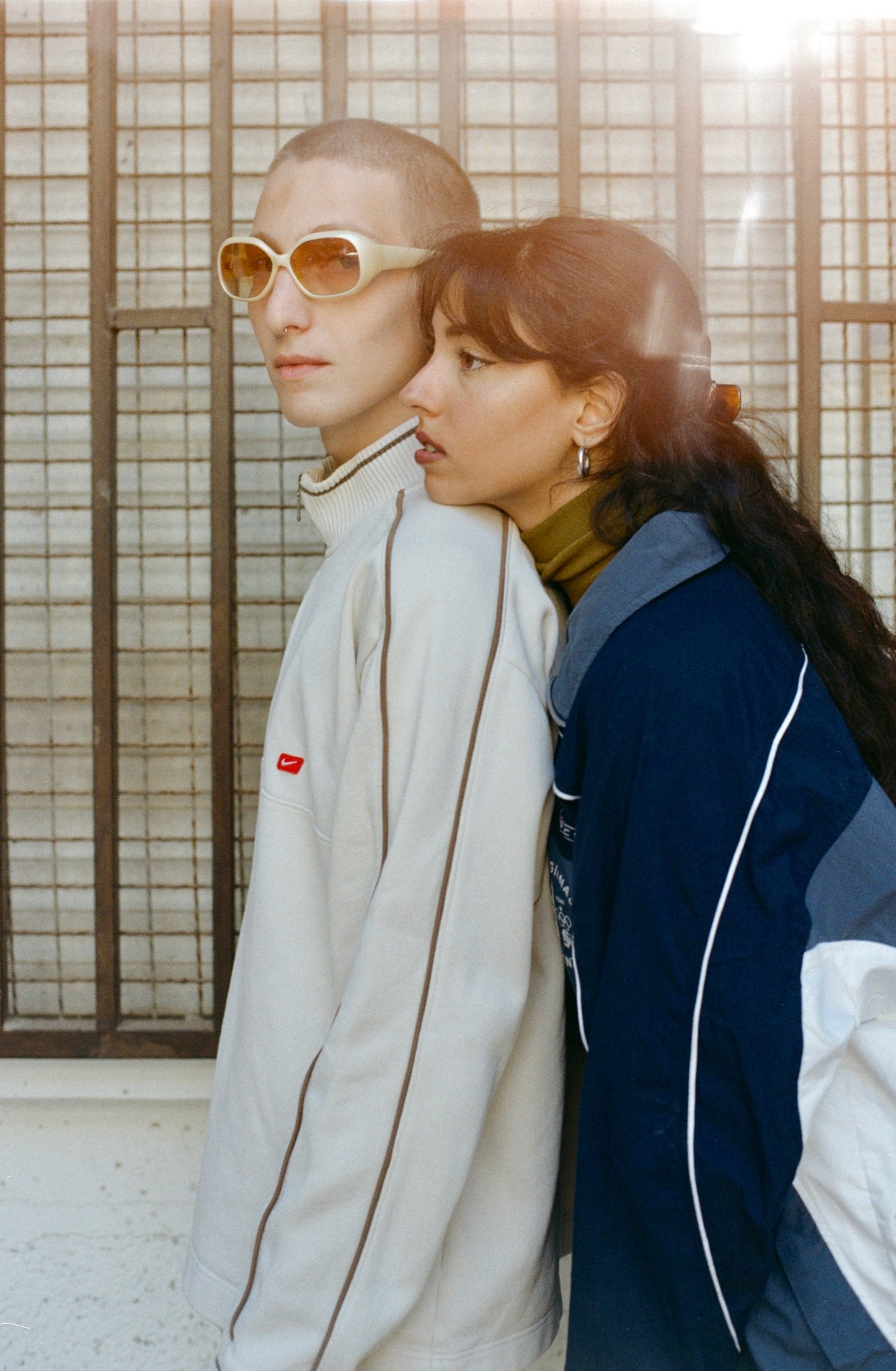 1990S - RARE OVAL CREAM & ORANGE MADE IN JAPAN SUNGLASSES - ONE SIZE