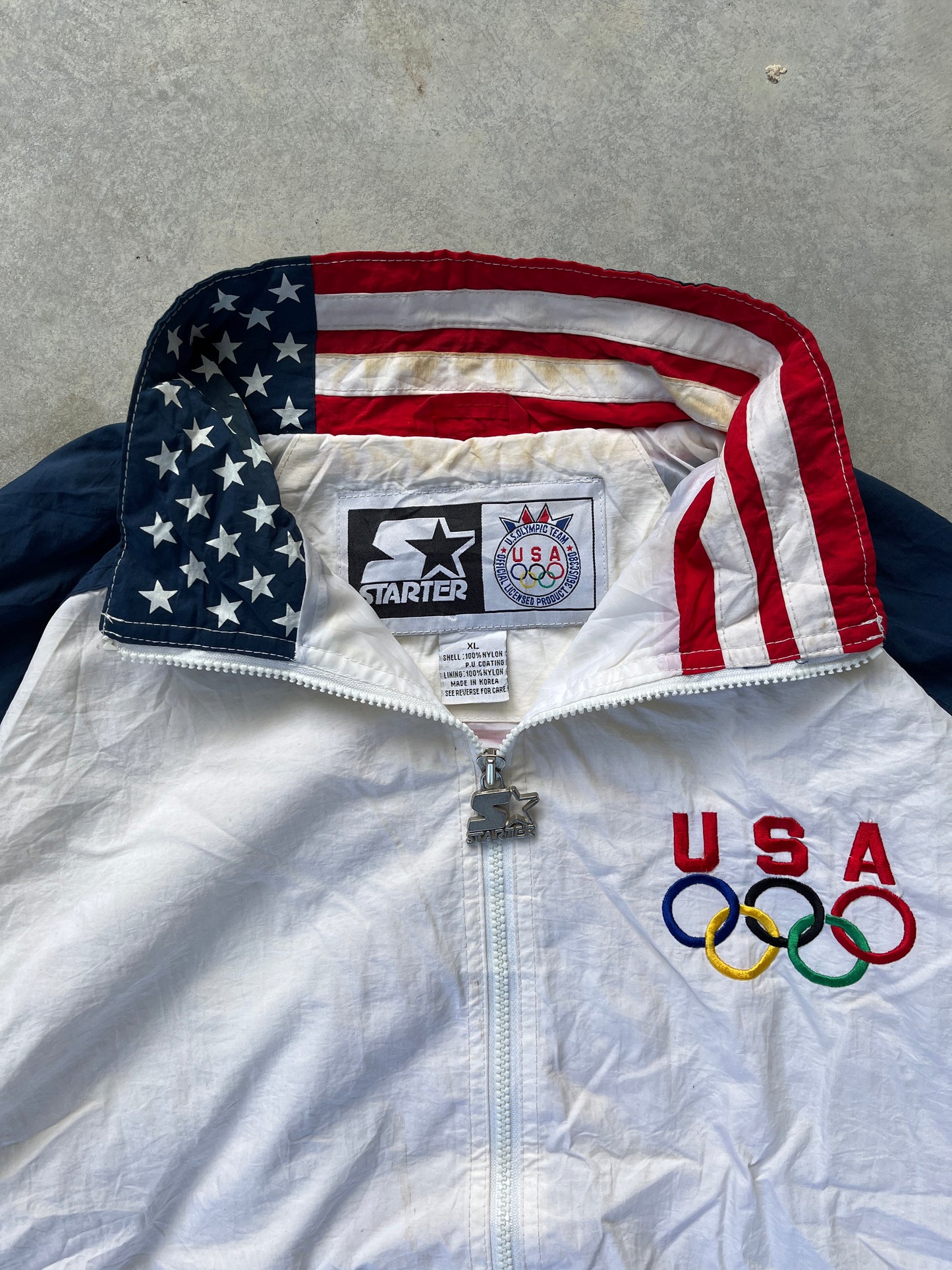 1990S - ORIGINAL STARTER U.S.A SOCCER OLYMPICS TRACK JACKET - XL