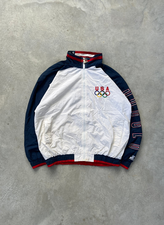 1990S - ORIGINAL STARTER U.S.A SOCCER OLYMPICS TRACK JACKET - XL