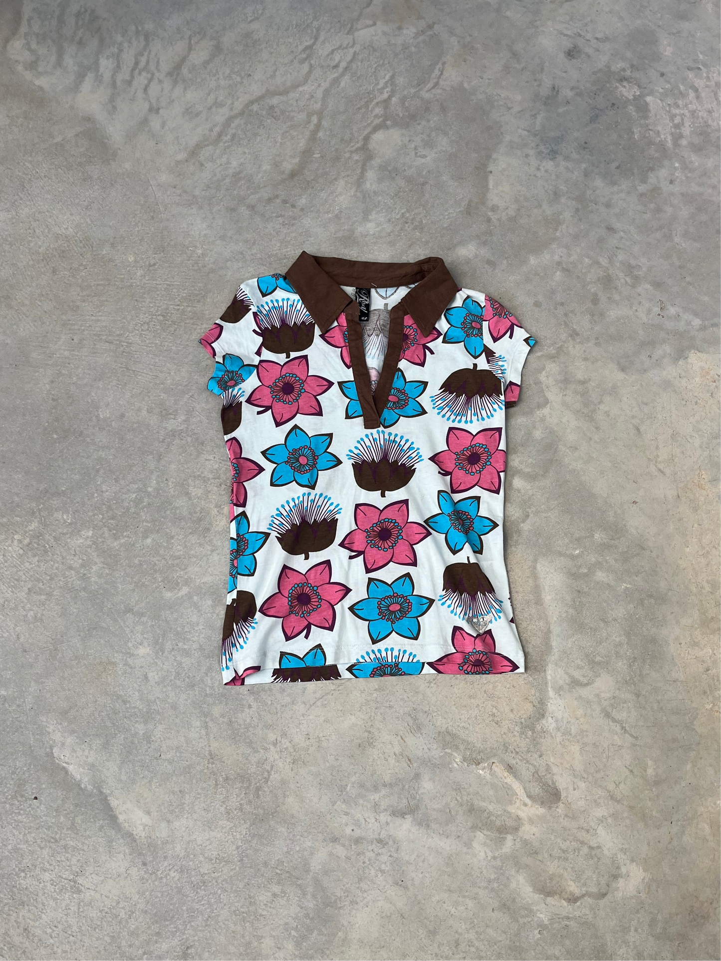 1990S - OPEN CHEST FLOWER TOP - S