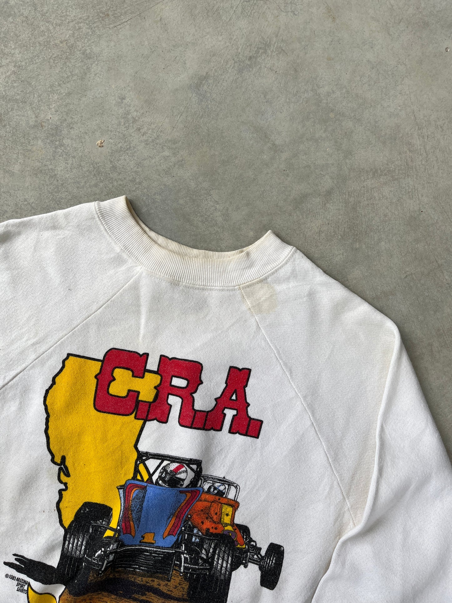 1980S - WHITE CALIFORNIA RACING SWEATSHIRT- L