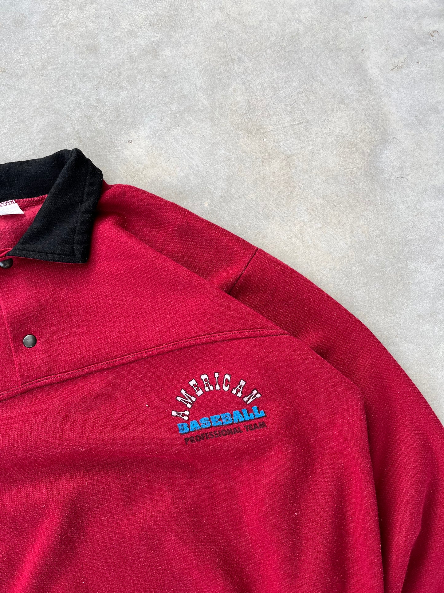 1980S - AMERICAN BASEBALL BUTTONED PRINTED SWEATSHIRT - L