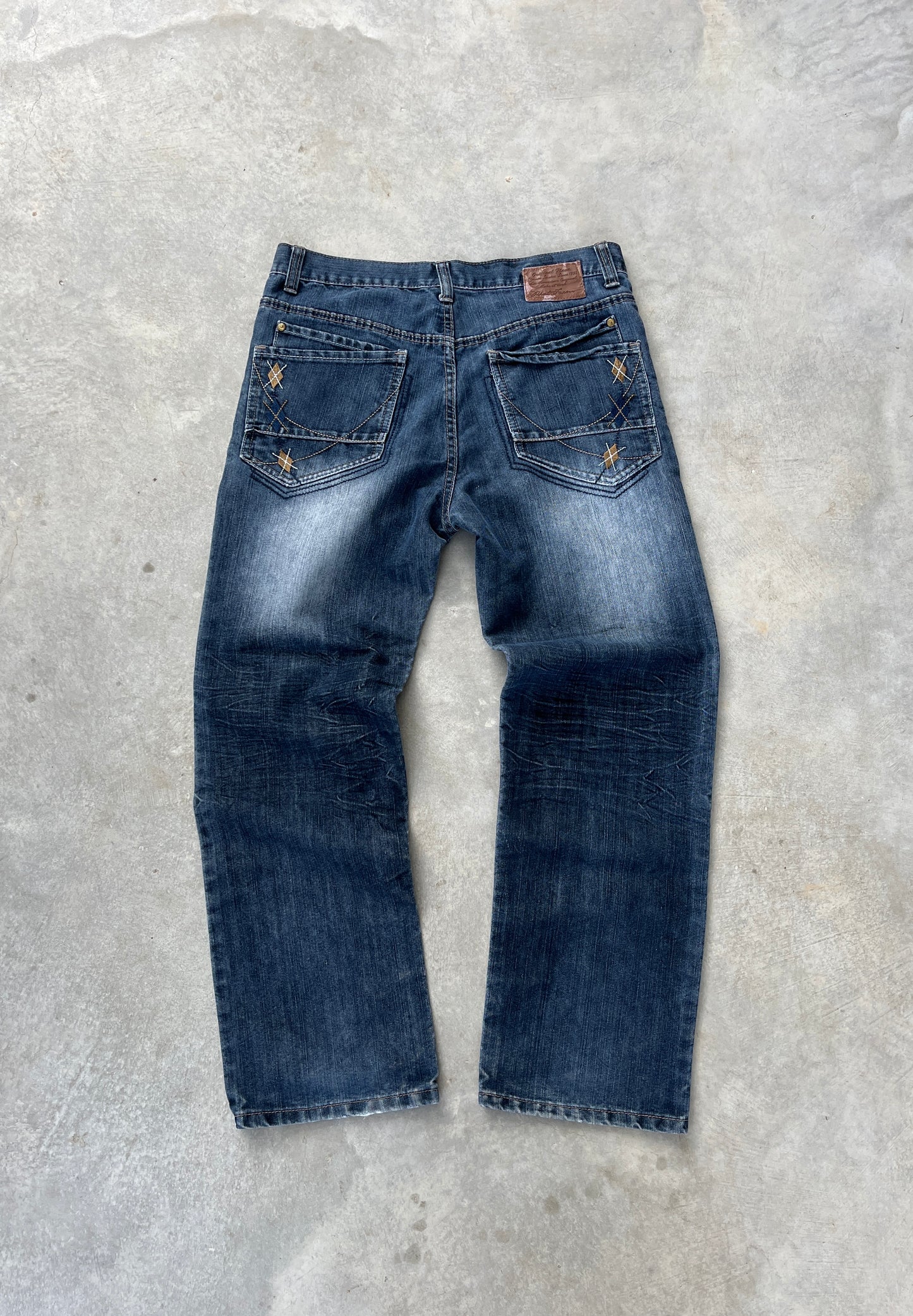 2000S - DARK BLUE FADED STRAIGHT LEG JEANS - 34