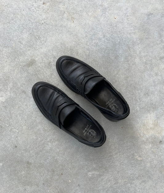 1990S - ÉRAM BLACK LEATHER LOAFERS - 41