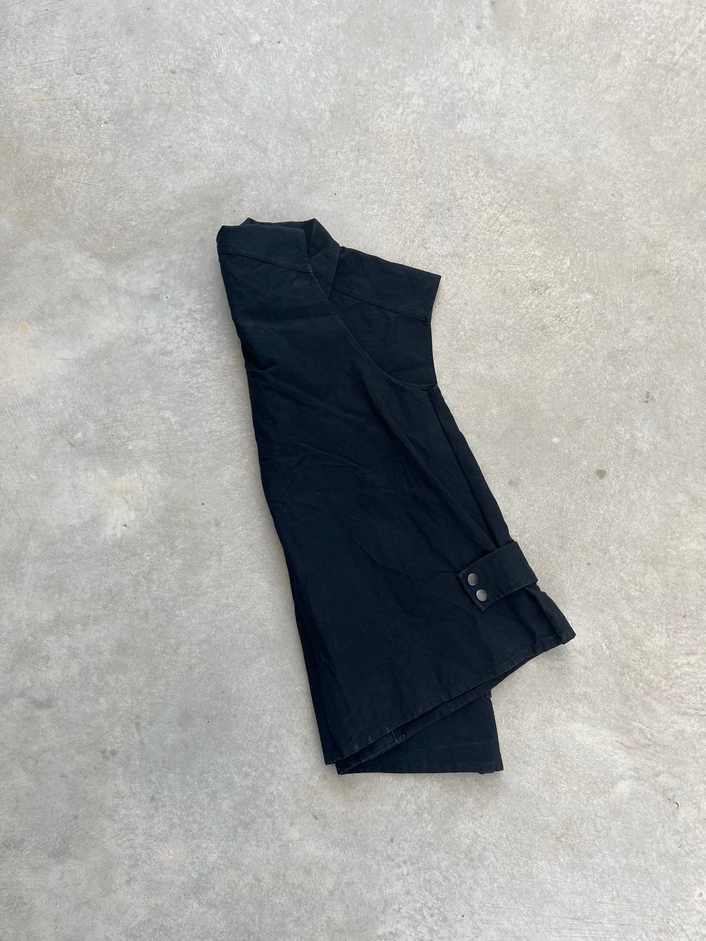 1990S - BLACK BIKER STYLE DENIM VEST - L