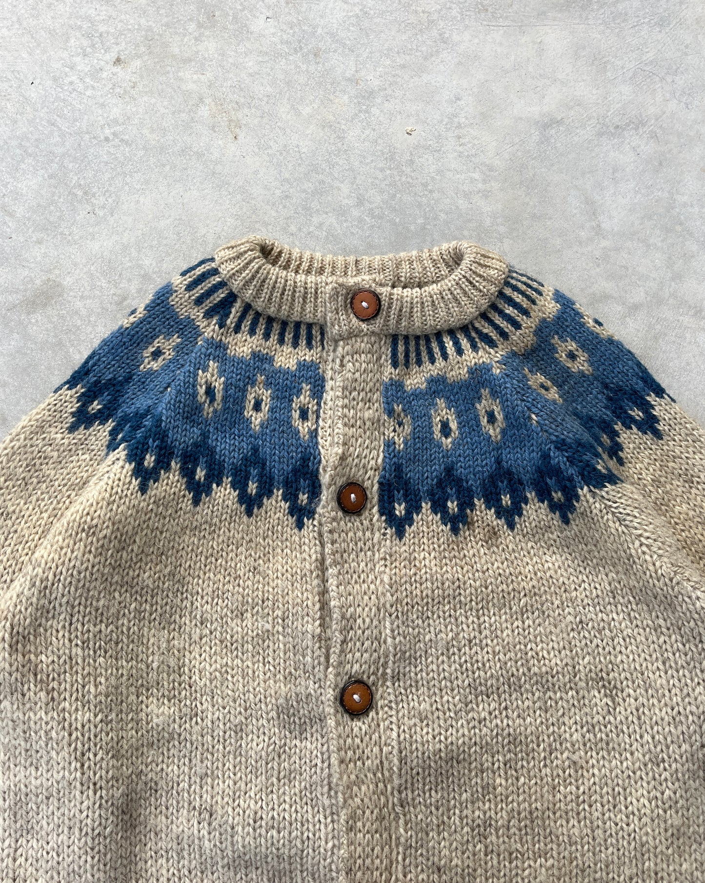 1990S - PATTERNED KNIT CARDIGAN - L