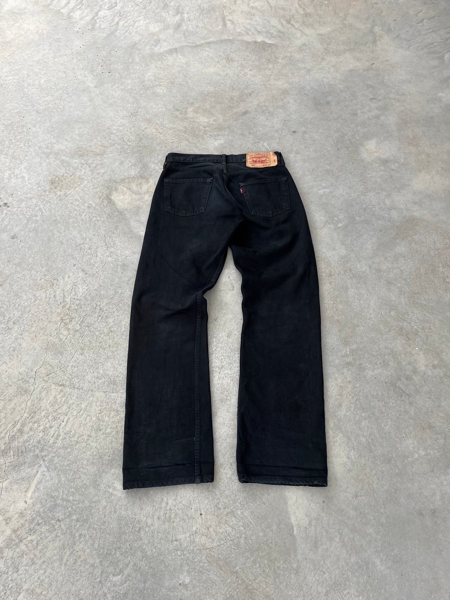 1990S - BLACK STRAIGHT LEG 501 LEVI’S JEANS - 38