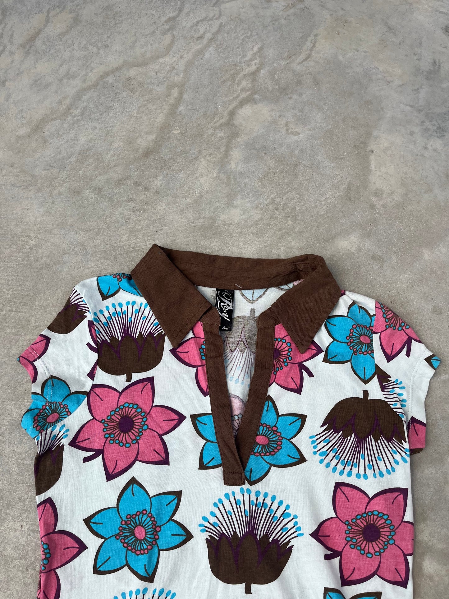 1990S - OPEN CHEST FLOWER TOP - S