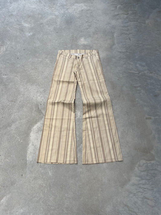 2000S - BEIGE DEAD STOCK SIXTIES TZIPPY LOW RISE FLARED JEANS - 36