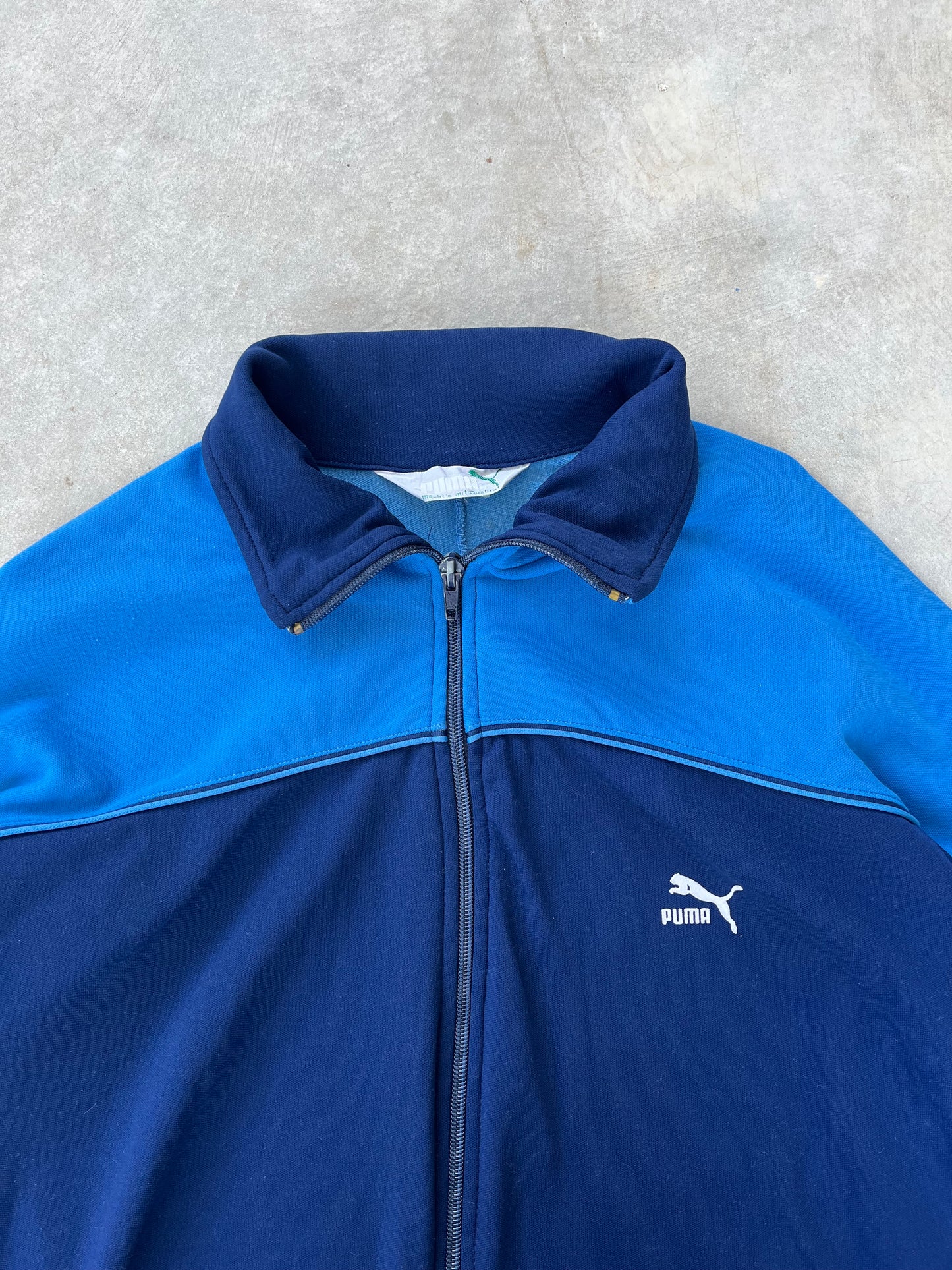 1980S - NAVY & LIGHT BLUE PUMA SPORT JACKET - M